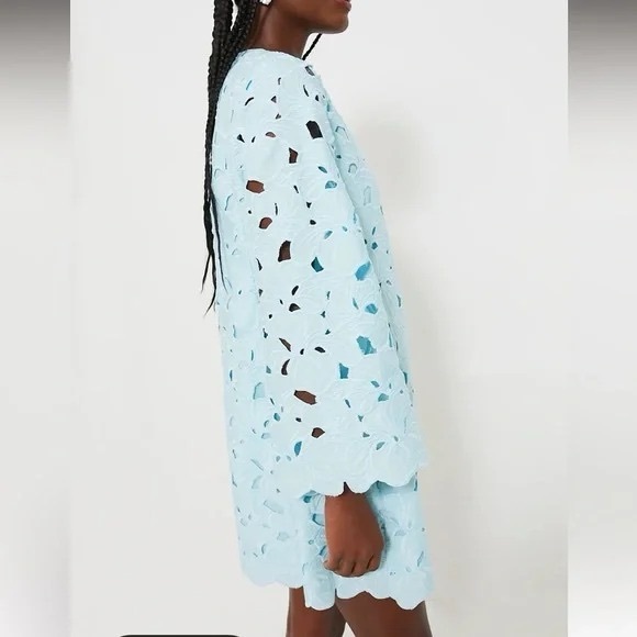 New Tuckernuck Aqua Lace Camilla Floral Dress Women’s Large Cotton Summer - Picture 2 of 9